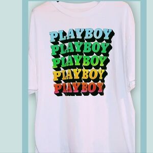 Playboy Unisex Vintage 2021 Rainbow Logo Tee Size 2XL